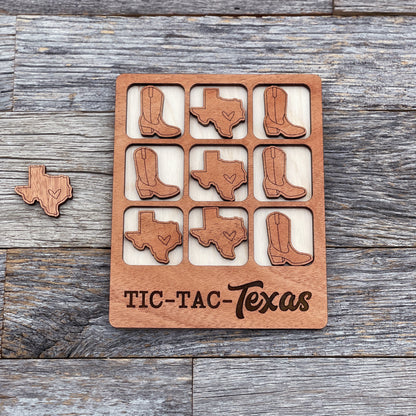 Laser cut Texas Tic Tac Toe game, State Tic Tac Toe game, Texas wooden game