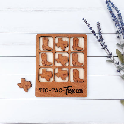 Laser cut Texas Tic Tac Toe game, State Tic Tac Toe game, Texas wooden game