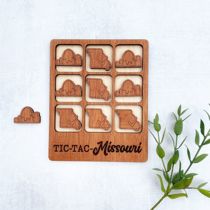 Laser cut Missouri Tic Tac Toe game, State Tic Tac Toe game, Custom Missouri wooden game