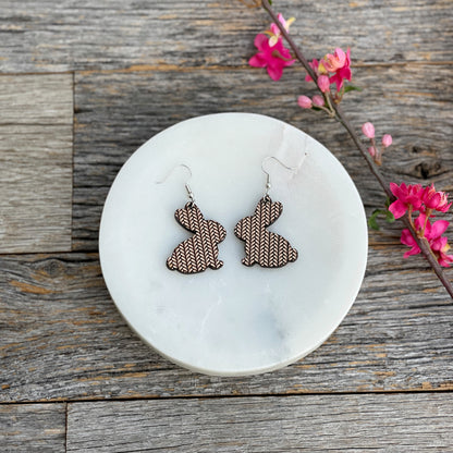 Adorable laser cut Bunny earrings, cute laser engraved rabbit earrings