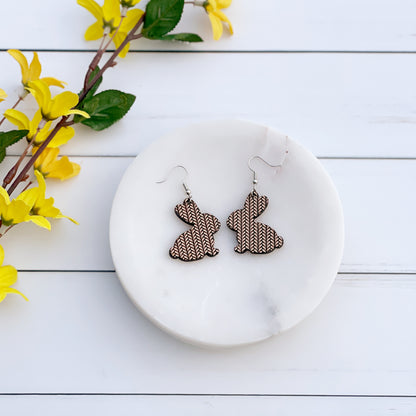 Adorable laser cut Bunny earrings, cute laser engraved rabbit earrings