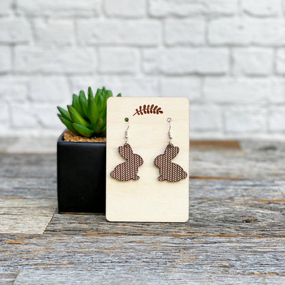 Adorable laser cut Bunny earrings, cute laser engraved rabbit earrings