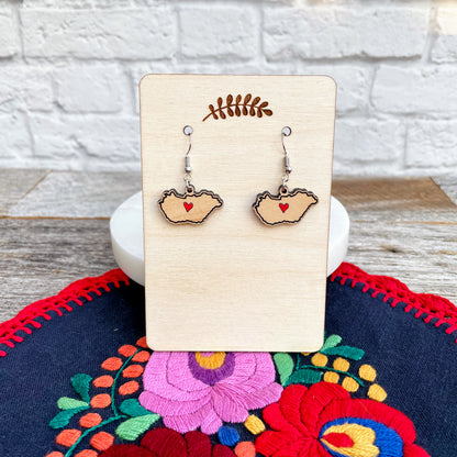 Laser cut Hungary earrings, laser engraved wood Hungary earrings