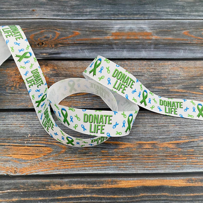 Donate Life Organ donation awareness grosgrain ribbon by the yard