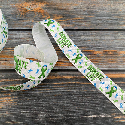 Donate Life Organ donation awareness grosgrain ribbon by the yard