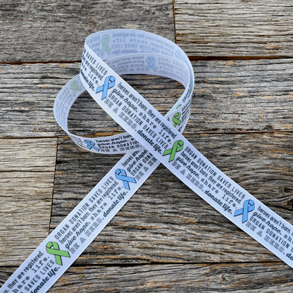 Donate Life Organ donation awareness grosgrain ribbon by the yard