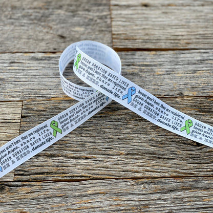 Donate Life Organ donation awareness grosgrain ribbon by the yard