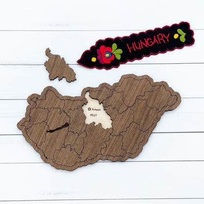 Laser cut Hungary map, Hungary wood puzzle, wood puzzle game