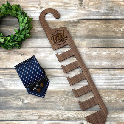 Custom engraved wood tie hanger, unique Gifts for Guys, Best Dad, Father's day