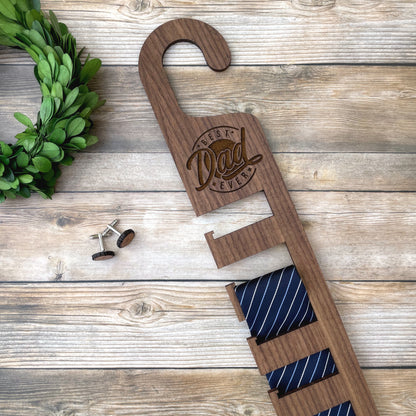 Custom engraved wood tie hanger, unique Gifts for Guys, Best Dad, Father's day