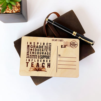 Teacher appreciation wood postcard, personalized teacher gift, back to school