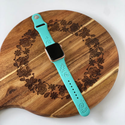 Custom engraved Apple Watch band with beautiful Hungarian folk design