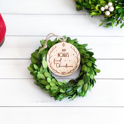 Baby's first Christmas engraved keepsake wooden ornament