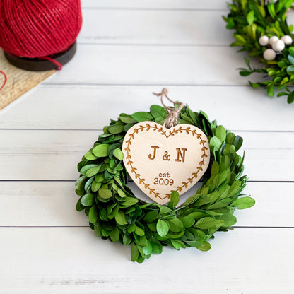 Custom engraved keepsake ornament for Couples