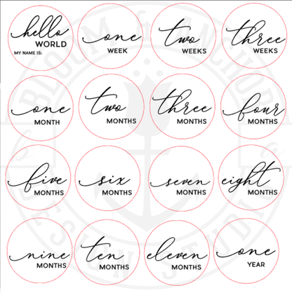 Beautiful minimalist Baby Milestone cards, round monthly milestone marker, baby photo prop