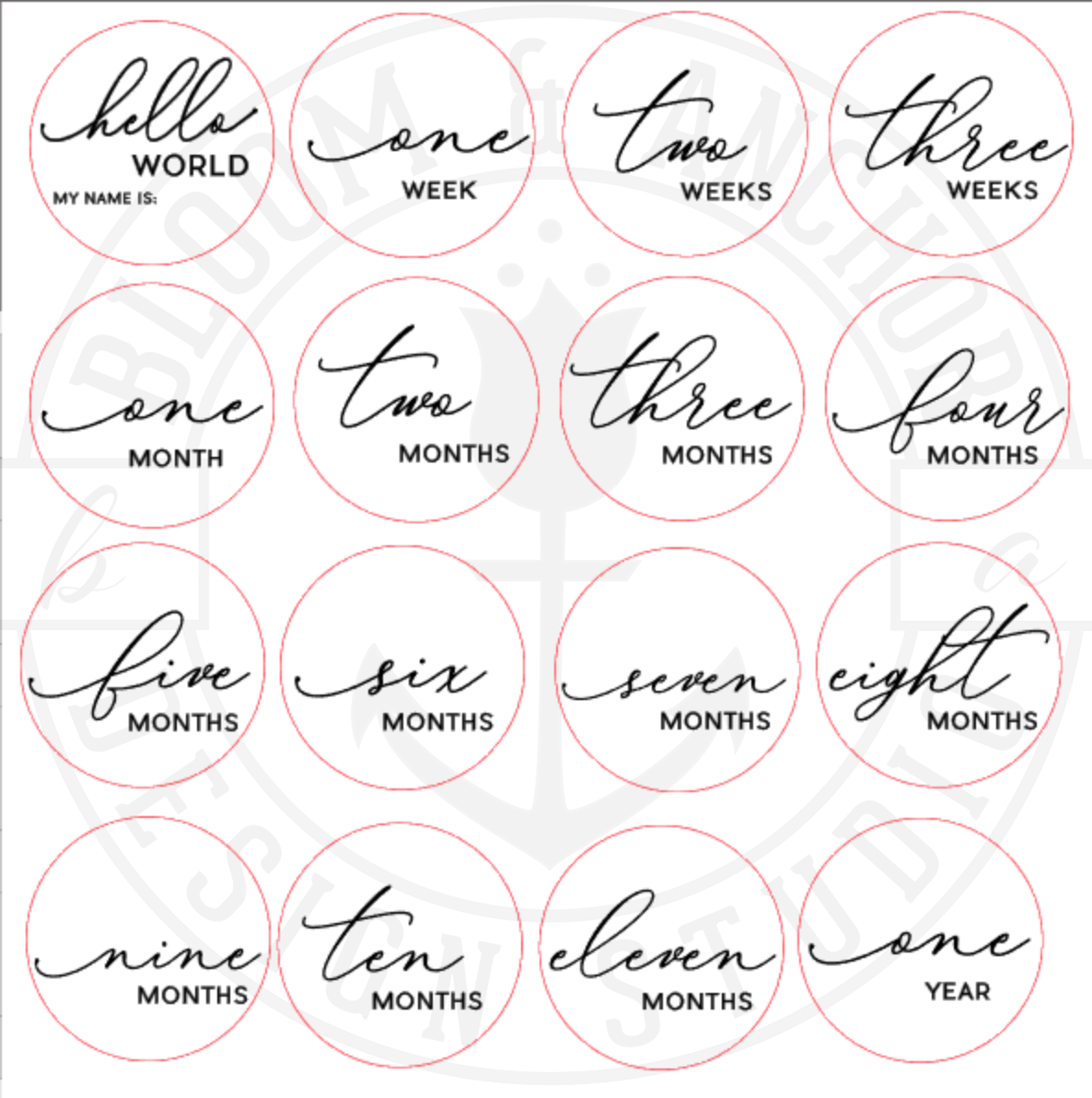 Beautiful minimalist Baby Milestone cards, double-sided round monthly milestone marker, baby photo prop