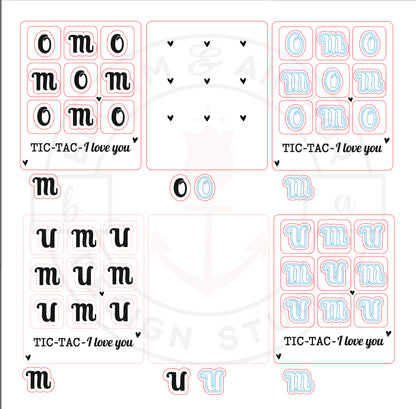 Laser cut file, Tic Tac I love you Mom, Mum, Glowforge ready, Instant Digital Download