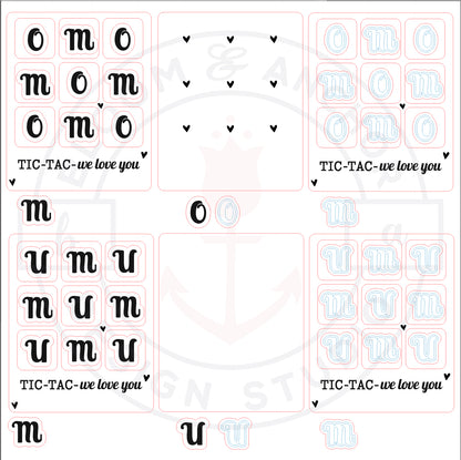 Laser cut file, custom Tic Tac We love you Mom, Mum, Glowforge ready, Instant Digital Download